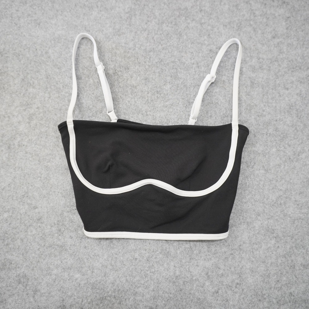 Alo Yoga Women's XS Crop Bra Top Black Excellent Underwire Seam Contrast Trim